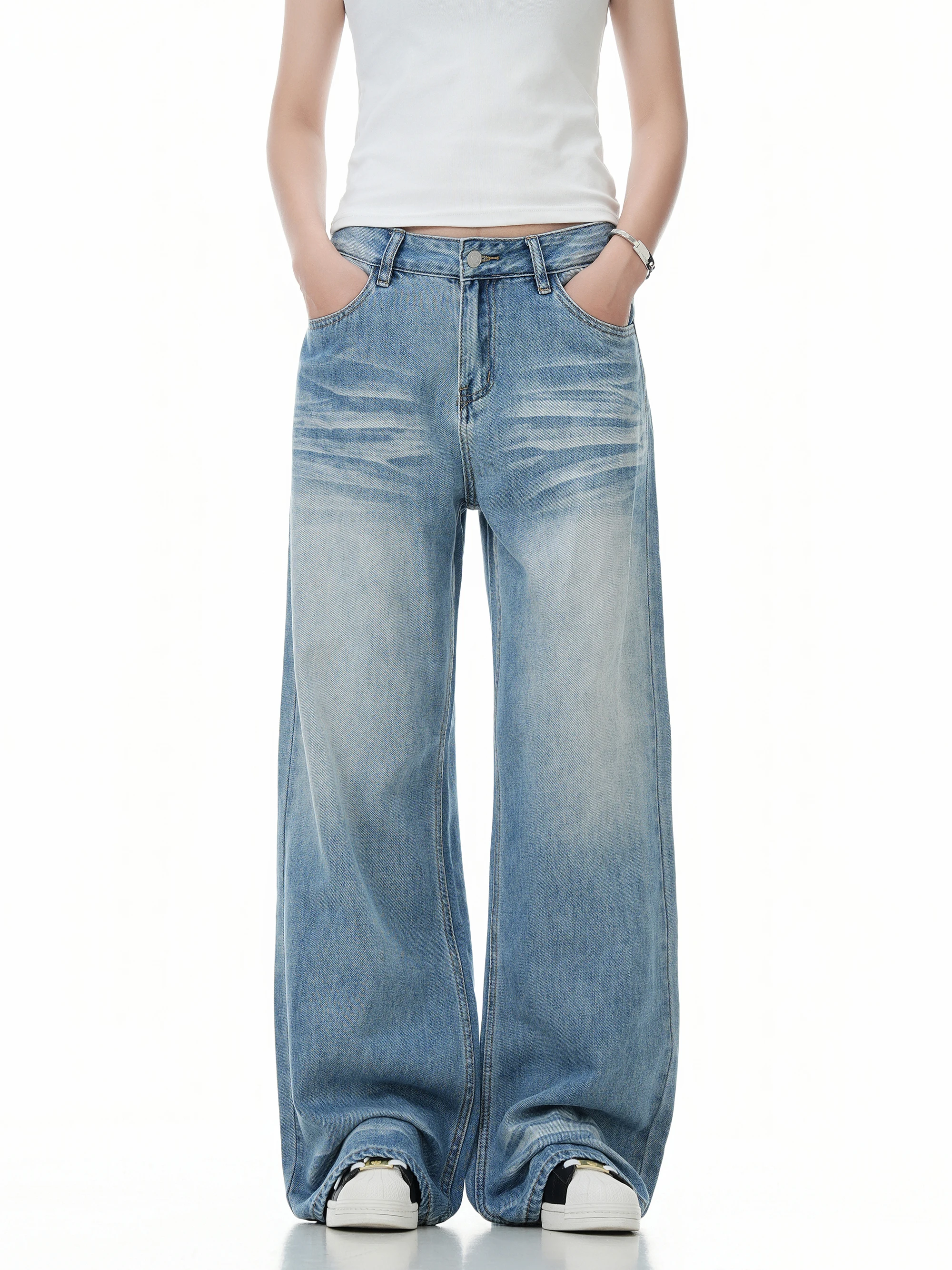 

Waed Cleanfit American Sle Свободные леггинсы Широкие джинсы для мужчин и женщин Street Studio Свободные джинсовые брюки