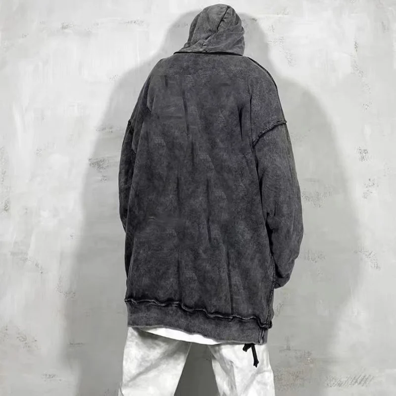 Hazy Grimace Print Women Long Sleeve Hooded Pullovers Fall Winter Hip Hop Funny Horrible Dark Highstreet Loose Sweatshirt Unisex