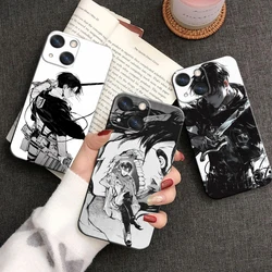 Attack On Titan Apple iPhone Case For 15 14 13 12 11 Mini XS XR X 6S 6 Pro Max Plus Black Soft Cover