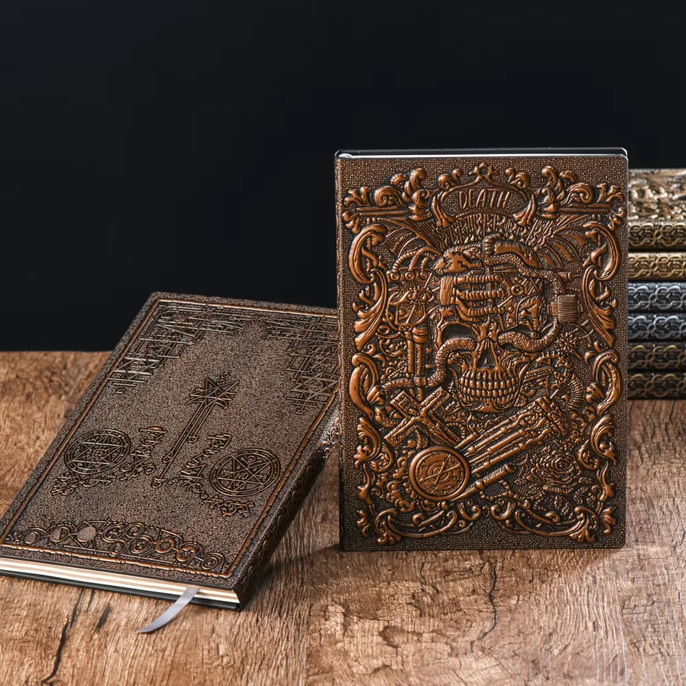 1Pcs Retro 3D Tarot Relief A5 Notebook Journal Embossed Writing Notebook Handmade Leather Cover Diary Gift Office Supplies