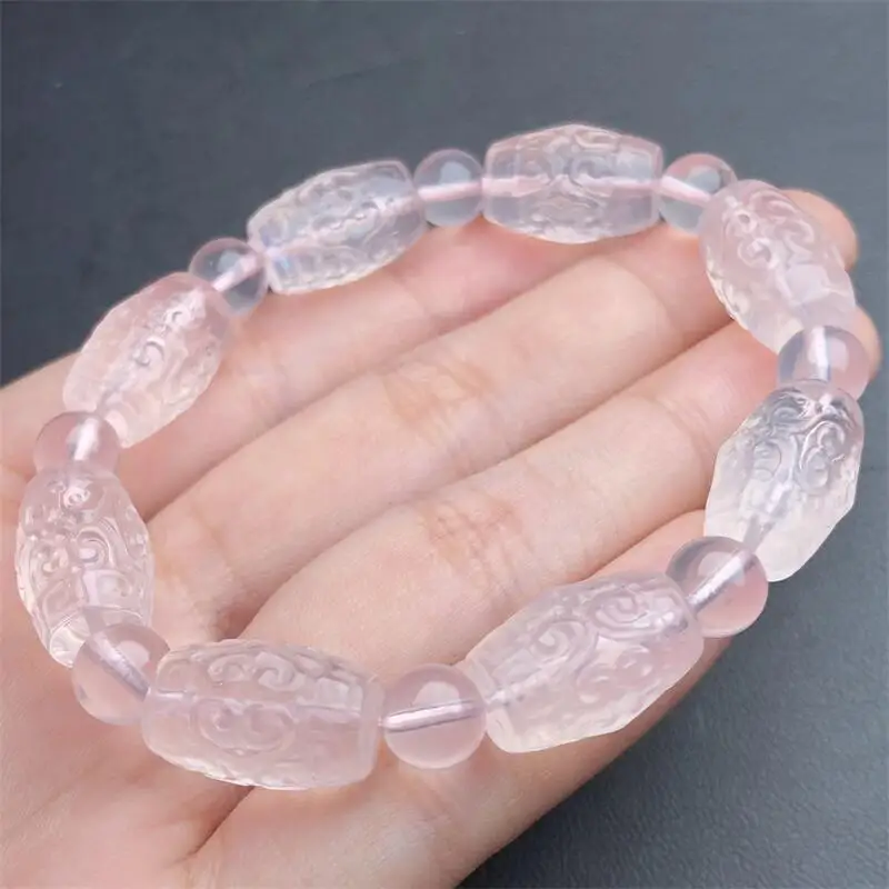 Natural Rose Quartz Bucket Bead Bracelet Reiki Healing Fengshui Stone Fashion Jewelry For Women Holiday Gift 1PCS 10x16mm