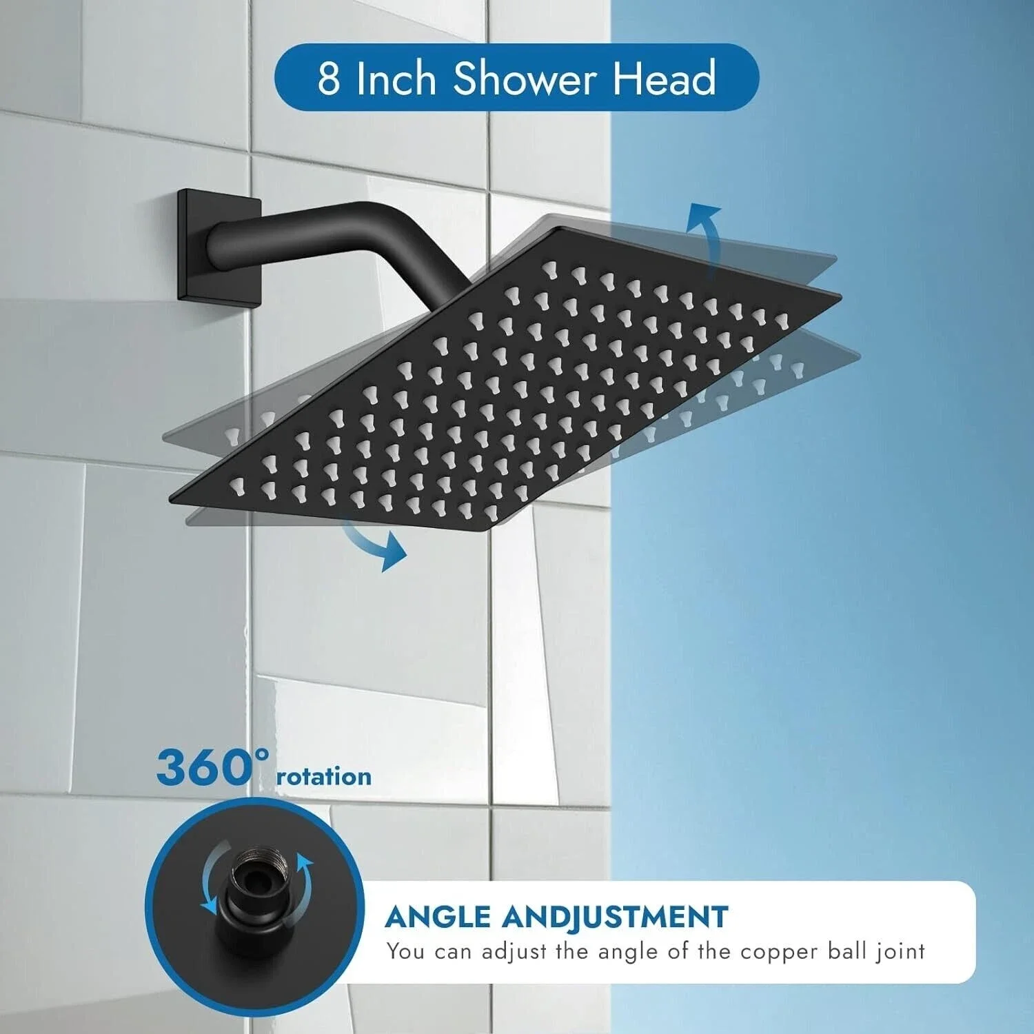 Bathroom Wall Mounted Shower System Set Square Ultrathin Rain Top Shower Head Faucet With Mixer Valve Kit Stainless Steel Tools