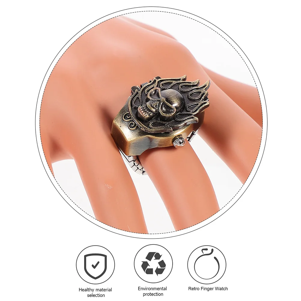 1 قطعة ساعة حلقة إلكترونية مرنة خمر التقليب إصبع ساعة للمجوهرات ساعة ديكور ريترو ملحق هدية #3