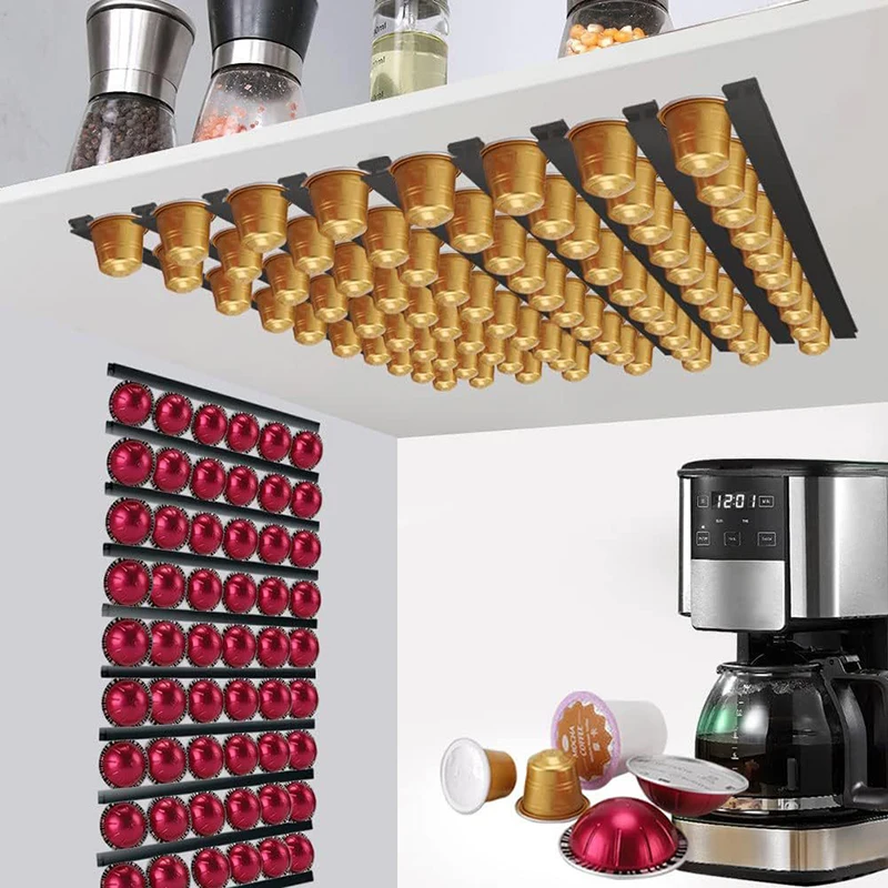 Almohadilla de café autoadhesiva, soporte para cápsulas montado en la pared, cápsula DIY Compatible con cápsulas de taza K, cápsulas Nespresso