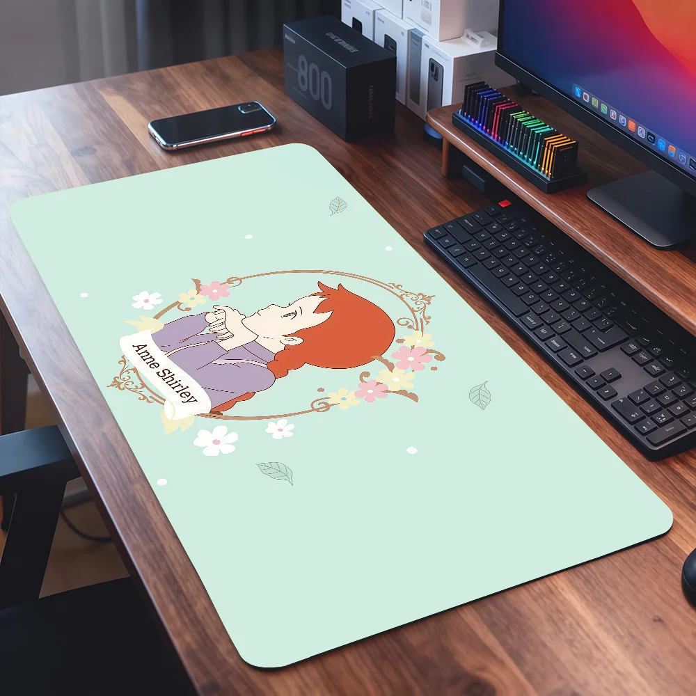 Cartoon A-Anne Of G-Green Gables Mouse Pad Square Office Gaming Desk Mat Waterproof Non-Slip Rubber Decorative