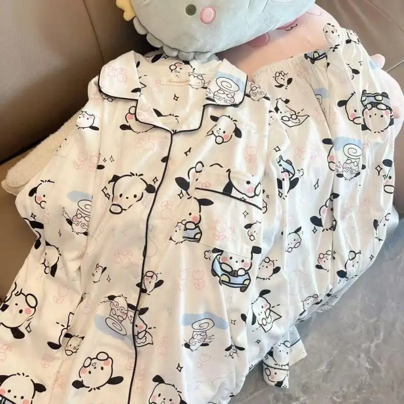

Sanrio Cartoon Pajama Set Women Long Sleeve Long Pants Spring Autumn Home Outdoor Wear Cute Girl Loungewear Kawaii Sleepwear Set