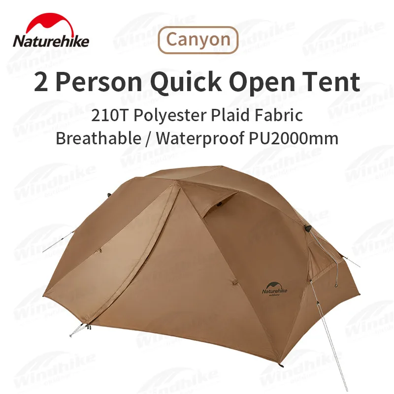 Imagem -02 - Naturehike-canyon Portátil Tenda Porta Dupla Automática Poliéster Tenda Impermeável Quick Open 210t Pu2000 mm One-touch Tent Pessoas