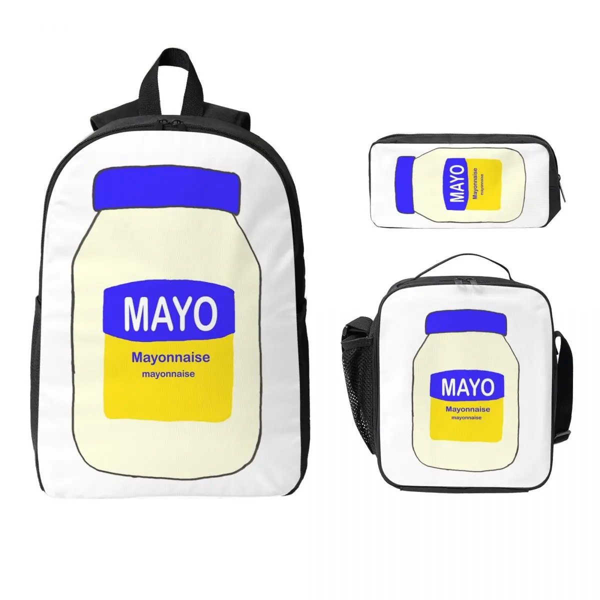 

Mayonnaise Backpack Student Boys Girls BookBag School Bag Laptop Shoulder Bags 3ps Insulated Lunch Bag Pencil Case