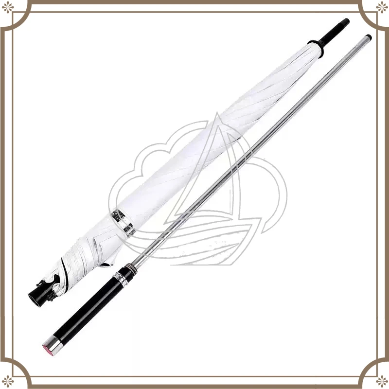 Straight Pole Umbrella, Long Handle Self-Defense Design, Black UV Protection for Sun Rain