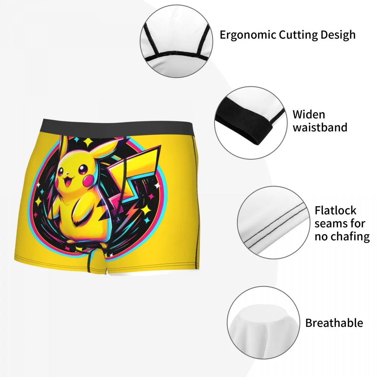 Japanese Cartoon Anime Pokemon Underpants Breathbale Panties Male Underwear Sexy Pikachu Shorts Boxer Briefs