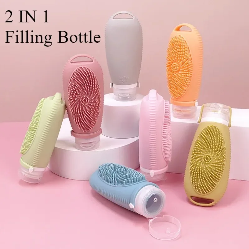 100ml nuevo cepillo de ducha y baño botella recargable baño viaje champú portátil loción cosmética botellas recargables