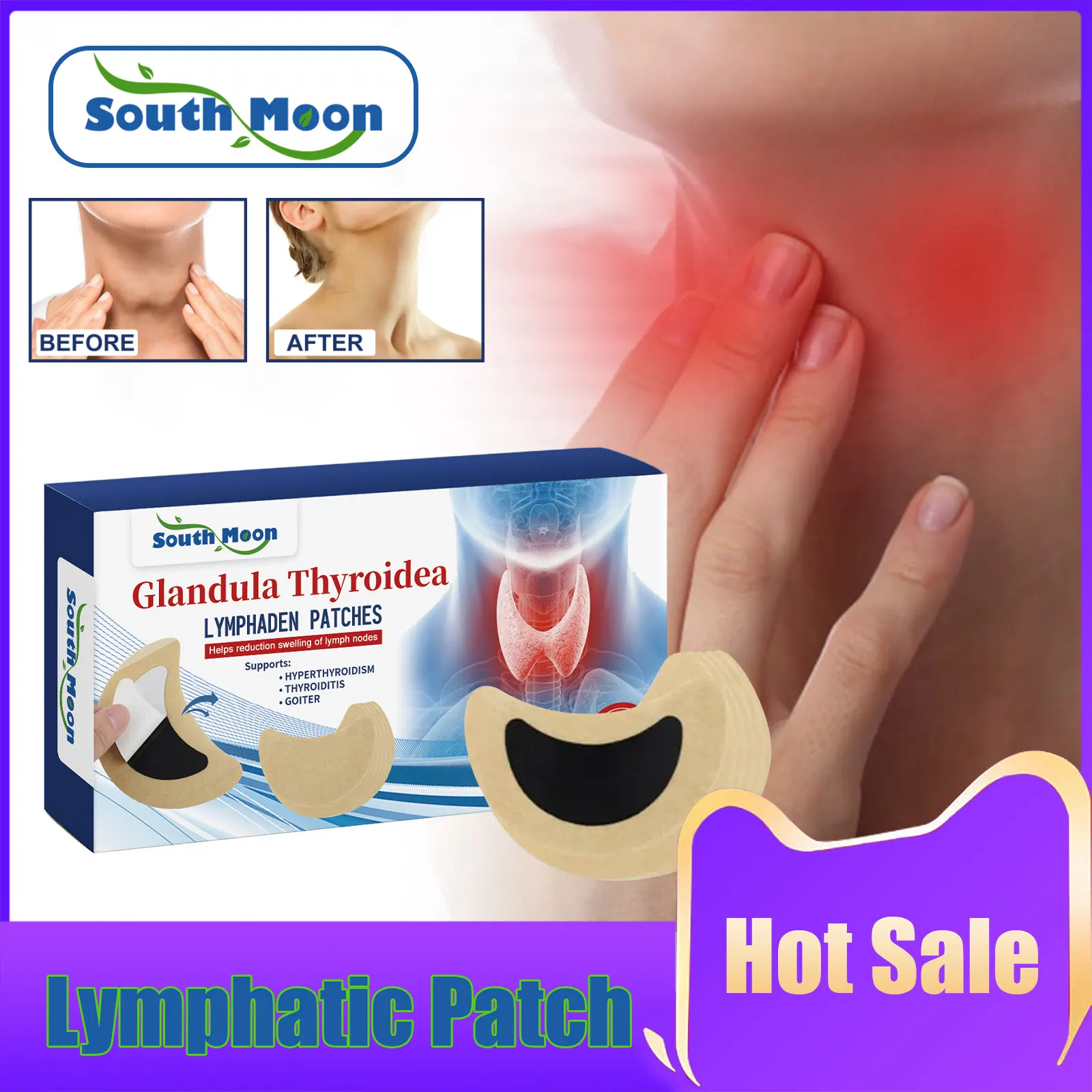 Thyroid Gland Patch Relieve Neck Swelling Breast Node Drainage Removing Lymph Nodes Treatment Medicine Lymphatic Detox Sticker