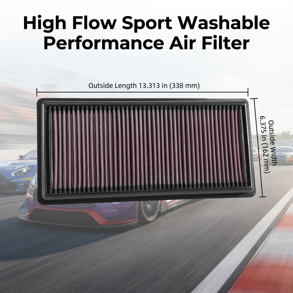 

For Cadillac CT6 Sedan Omega 2.0L 2016-2019 High Flow Sport Washable Performance Panel Air Filter Replacement 33-5052 23418368