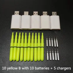 10pcs/lot Fishing Lamp Light stick With 10 rechargeable CR425 Battery Night Fishing Tackle Luminous Float LightStick D022