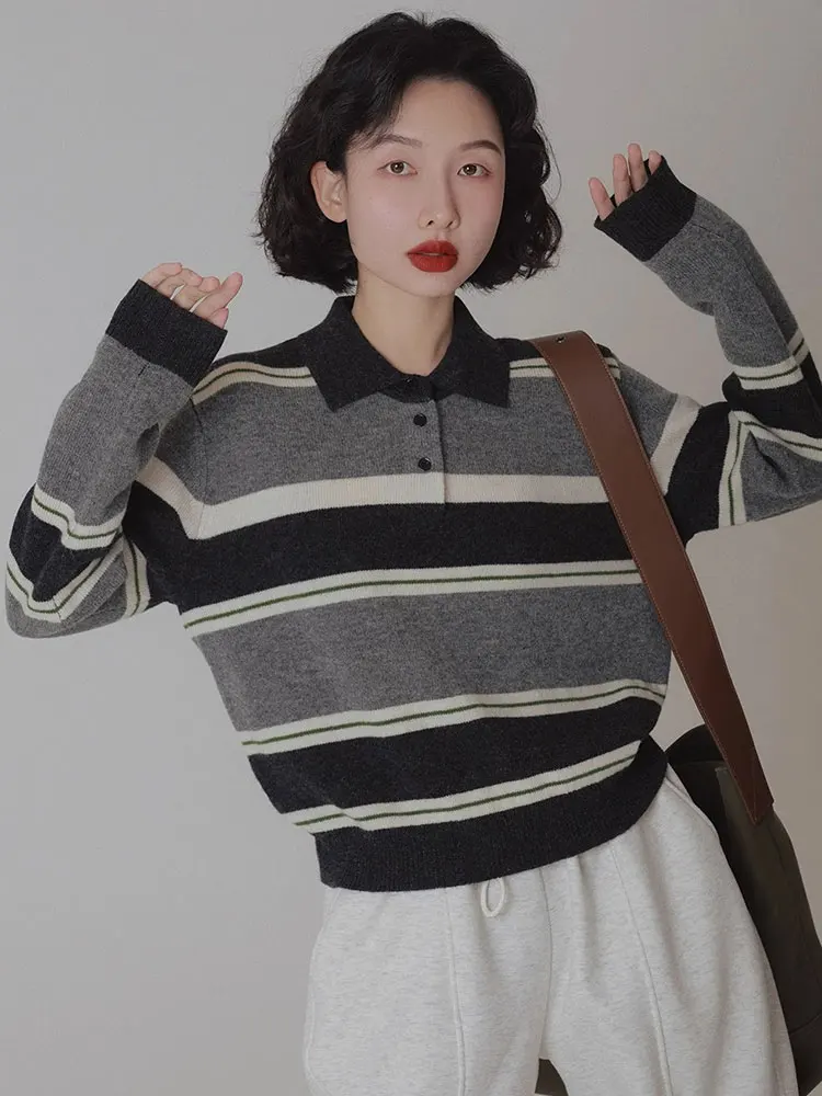 

Korean Sle College Ne Knitted Sweater Color Blo Casual Long Sve Women's Top Unique Ele Commute Friendly