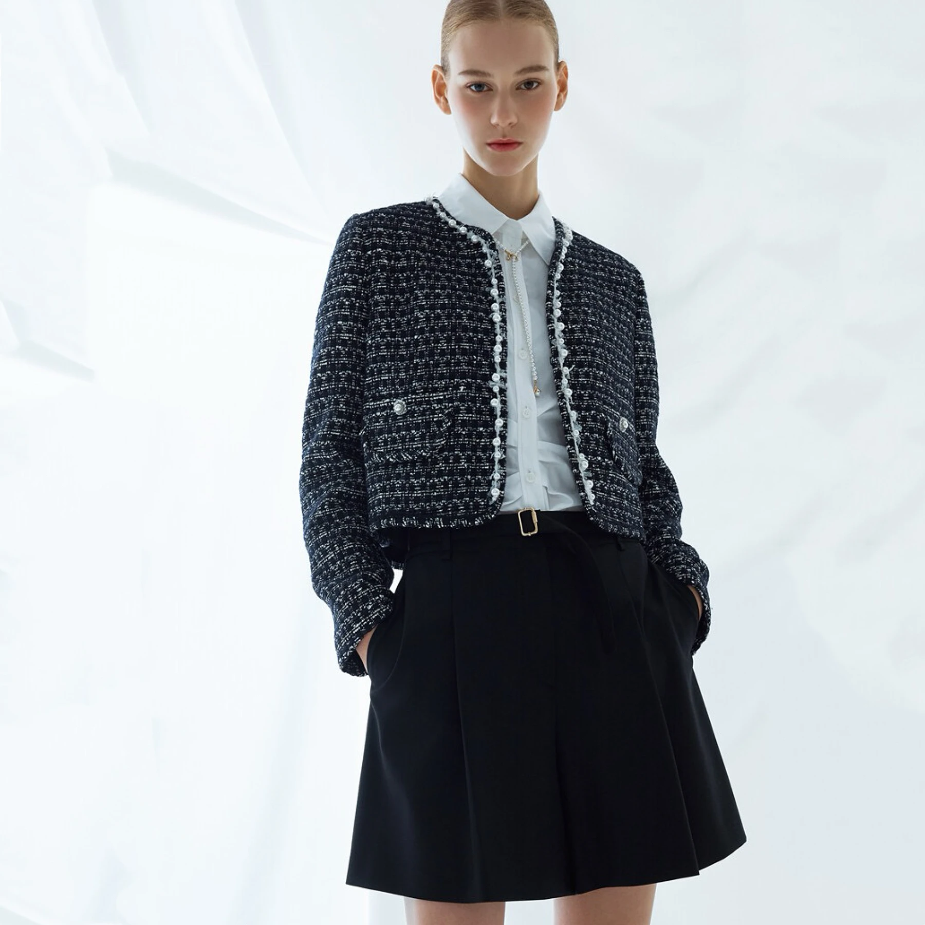 

Faionable ort Cheesecake Lemon Cheered Coat Heavy Embroidery Coarse Weave Ele Sle Women's Autumn Outerwear