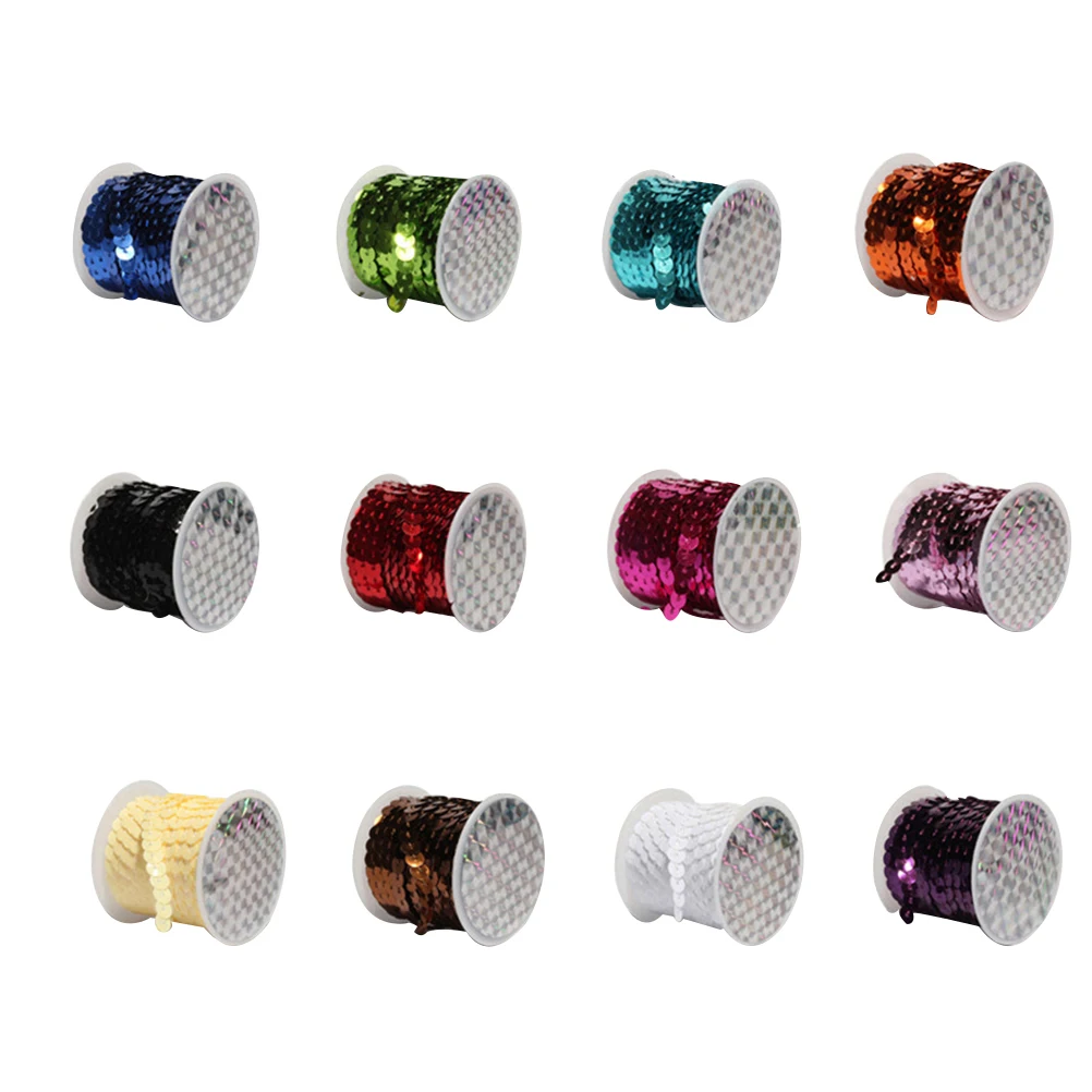 

12 Pcs Sequin Strip Flat Sequins Crafts Paillette Applique Ribbon for DIY Attire