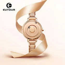 EUTOUR New Quartz Watch Limited Edition Luxury Homemade Jewellery Crystal Set Ladies Unisex Designer Stainless Steel Strap