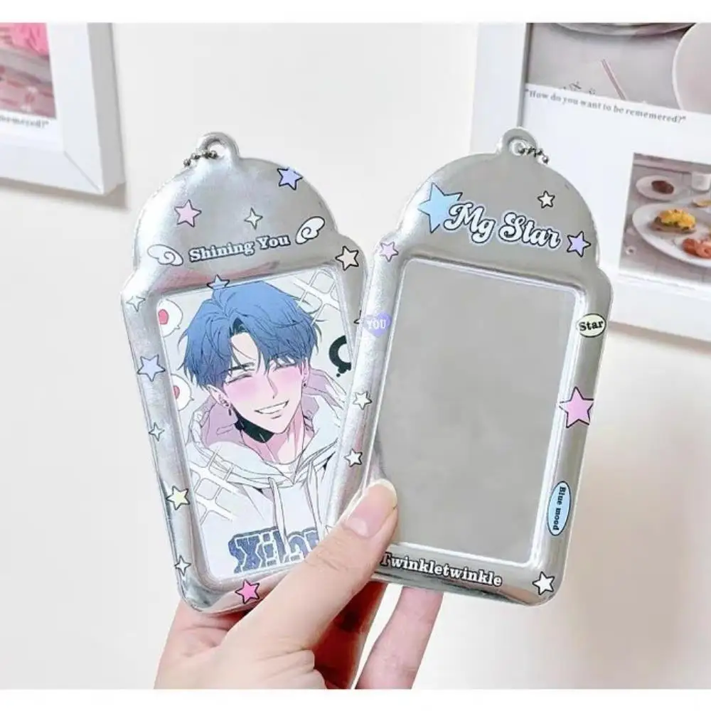 Creative Design Kpop Photocard Holder Card Protective Sleeves 3Inch PVC Card Holder Bus Card Student Card Case Stationery Silver