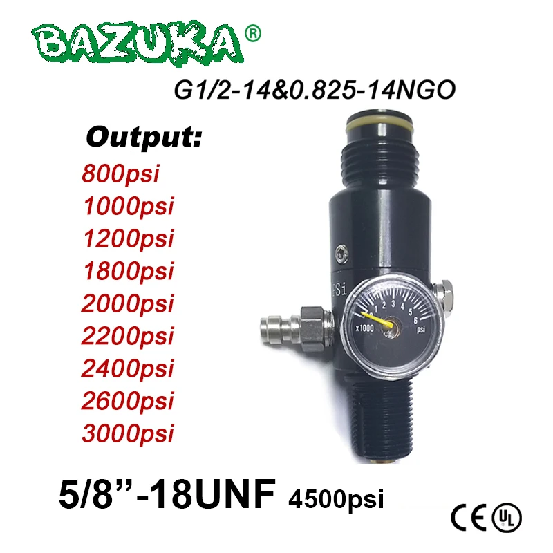 New 5/8"-18UNF HPA 4500psi Co2 Compressed Air Tank Regulator Valve Output Pressure 800psi to 3000psi Diving