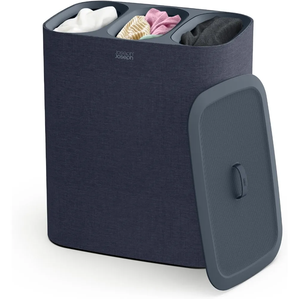 

Корзина для белья емкостью 90 л, 3 съемных пакета для разделения и крышки.