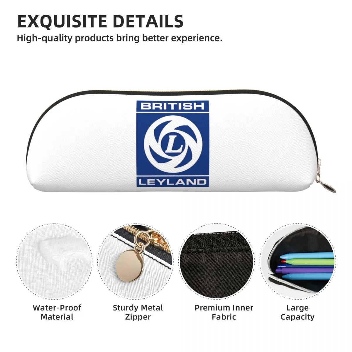 British Leyland Logo Pencil Cases Pen Holder Storage Stationery Supplies Large Storage Pen Box Pencil Bag for Students Gifts