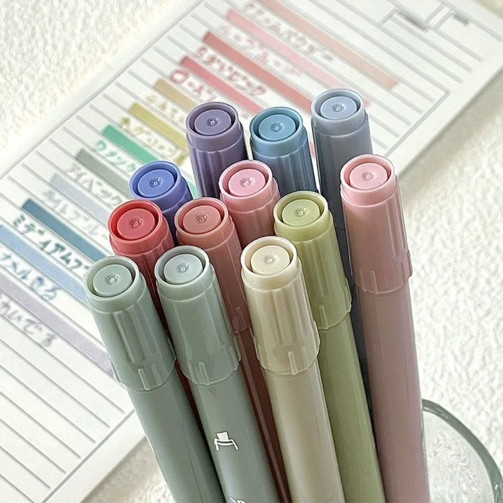 4pcs/set Dual Tip Highlighter Pens Gradient Pastel Chisel & Fine Tip Highlighters Journaling Markers Journaling Notes