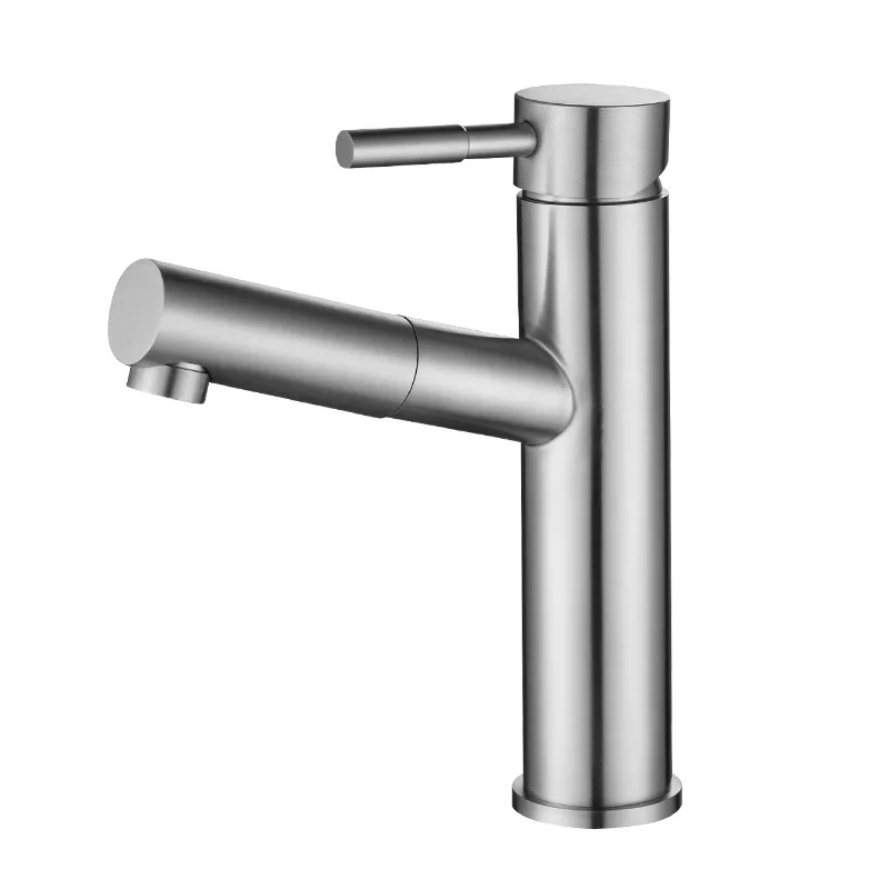 

304 Stainless Steel Basin Pull Faucet Washbasin Bathroom Bathroom Hot and Cold Faucet Free Stretching