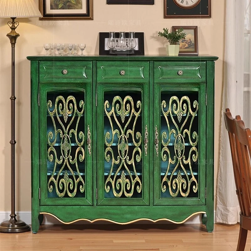 

American rural wall integrated shoe retro multi-layer locker porch cabinet European foyer old decorative cabinet