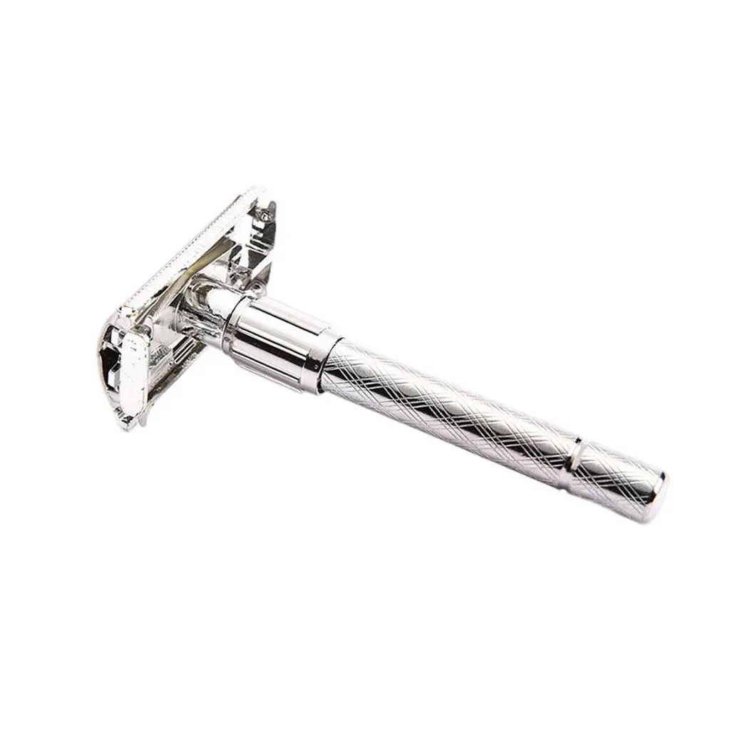 Регулируемая двойная бритва с традиционной, классической длинной ручкой для путешествий, домашнего использования, мужской бородой