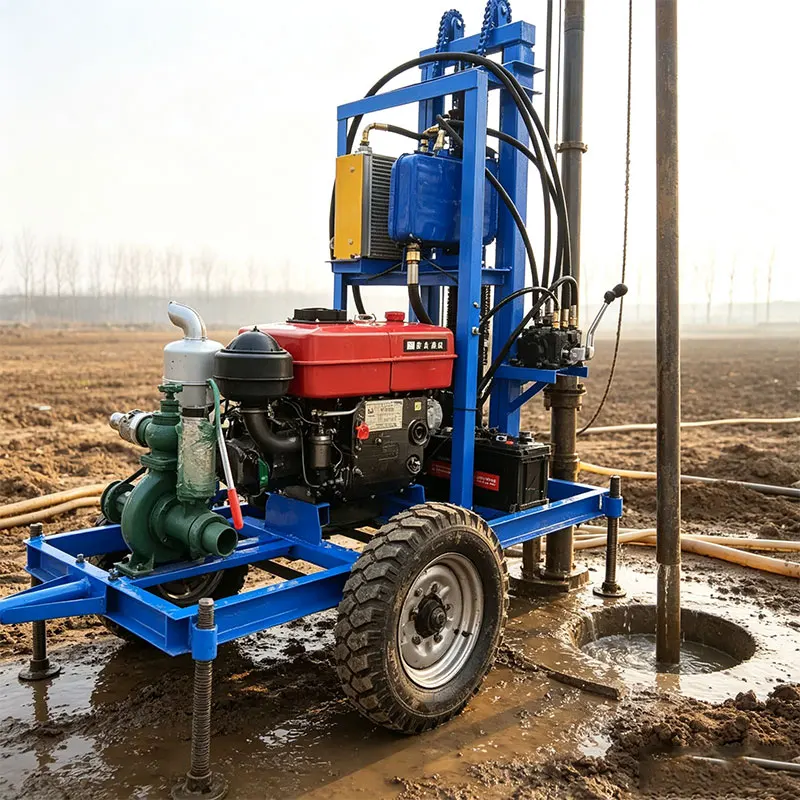 Customized Multi Scene Water Well Drilling Rig 28HP 150m Diesel Hydraulic Portable Wheel Type Efficient Operation