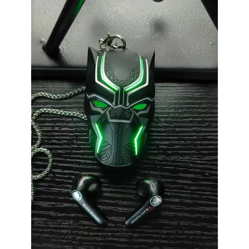 Anime Black Panther Cosplay Wireless Bluetooth Headset T\'Challa Masks Dazzling RGB Lights Style Semi-in-ear Bluetooth Earphone