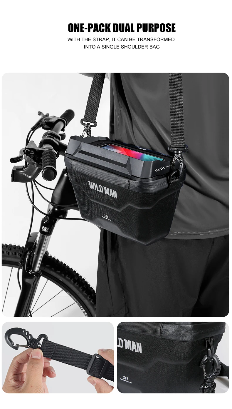 WILD MAN BBG106 Fahrrad Lenkertasche EVA Hartschale Touchscreen Handyfenster Regenschutz Schnellwechselhalterung für MTB und Rennrad – Detail 9