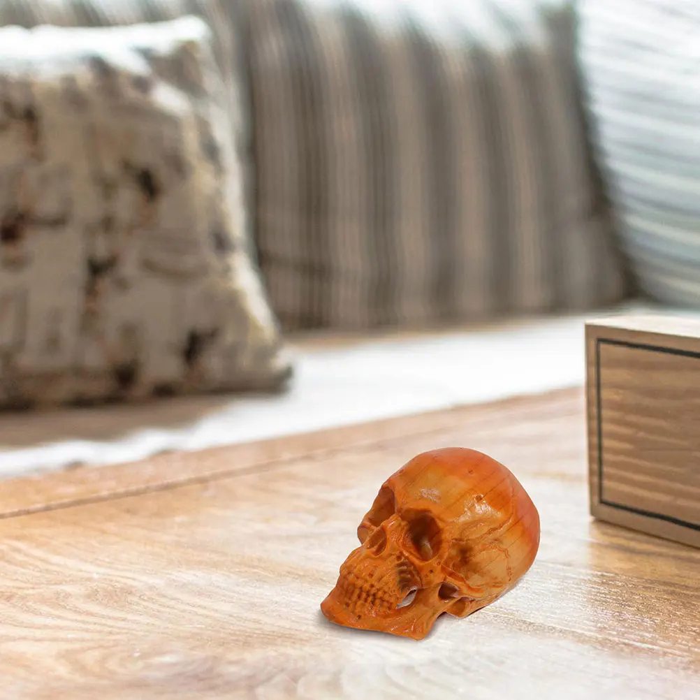 

2Pcs Skull Skull Face Sculpture Wood Figurine Small Face Sculpture Heads Tiny Skulls Decorative Home