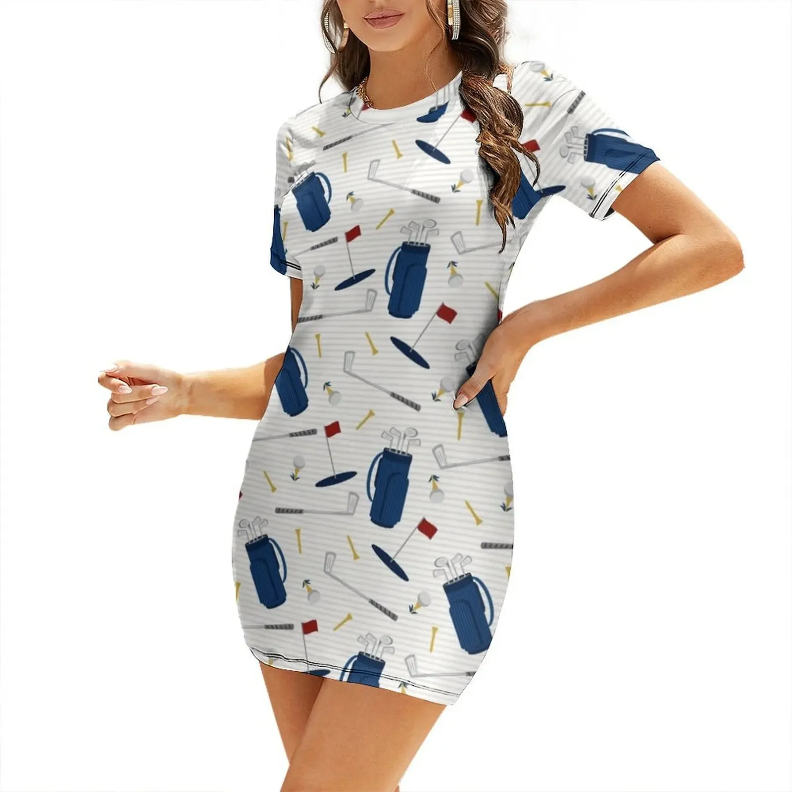 

Tee time - golfing - golf clubs and tees Short-Sleeved Dress african dresses for woman dress party night Dress