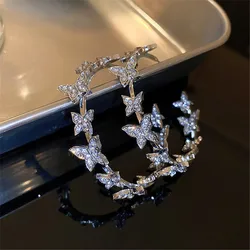 Butterfly Hoop Earrings for Woman Geometric Rhinestones Earrings Party Women Jewelry Gifts