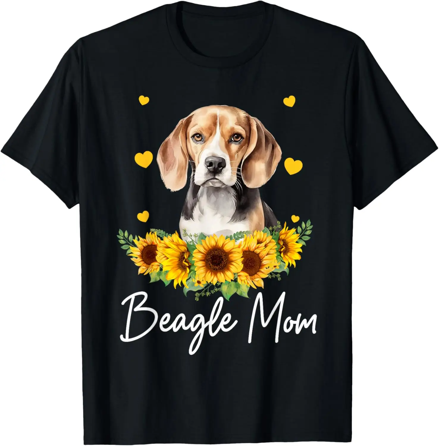 Womens Sunflower Beagle Mom Dog Lover T-Shirt 100% Cotton Trendy Y2K Short-Sleeve Tee – Soft, Quick-Drying, & Moisture-Wicking;