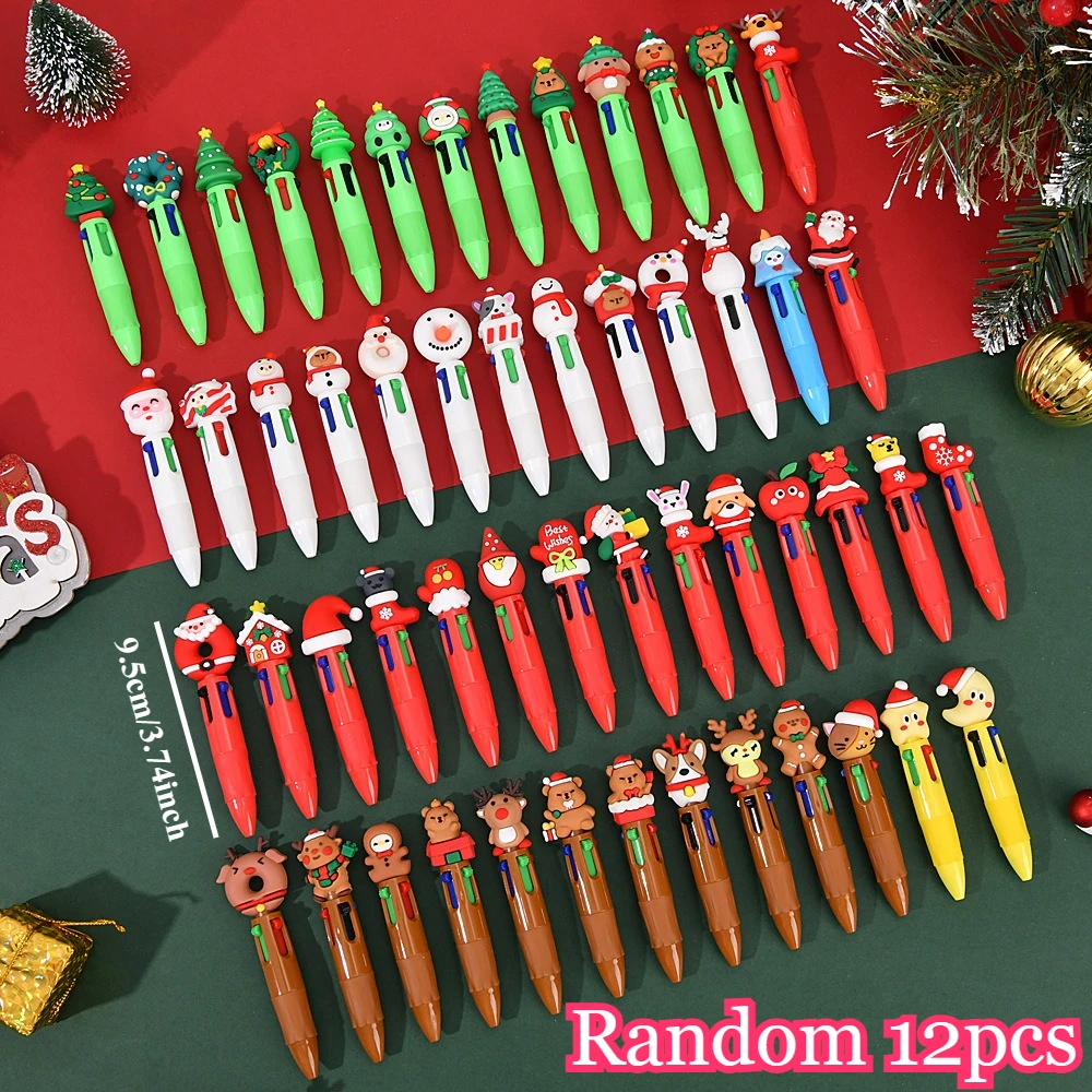 Random Selection of 12 Mini Pens in Various Styles Christmas, Halloween, Cute Cartoon and Other Mini Ballpoint Pens. Multiple Pen Colors and a Super Comfortable Silicone Grip Are Used in the Design. Printed with Christmas Elements, Halloween Elements, Cartoon Elements, Etc., 0.5mm, Smooth Writing, Quick-Drying, Suitable as Stationery Gifts for Schools and Offices.