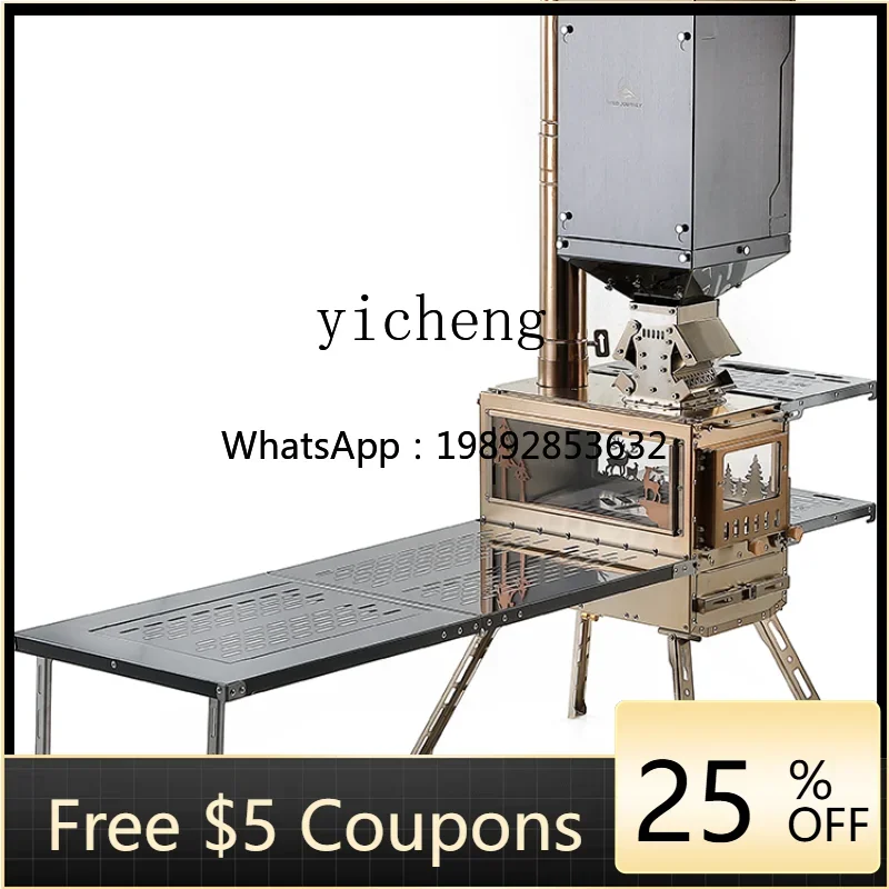 I24 Firewood Stove with Expansion Table Outdoor Multi-Functional Portable Folding Camping Tent Heating Oven
