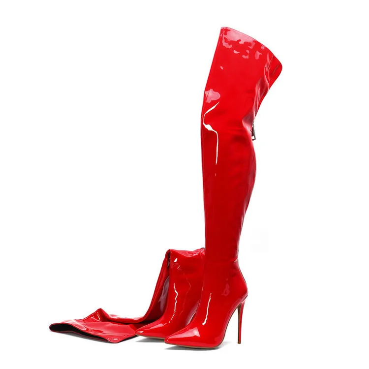 12CM Elastic Thigh Boots Sexy Stiletto High Heels Women Over-the-Knee Boots Pointed Toe Strippers Ladies Shoes Pole Dancing Boot