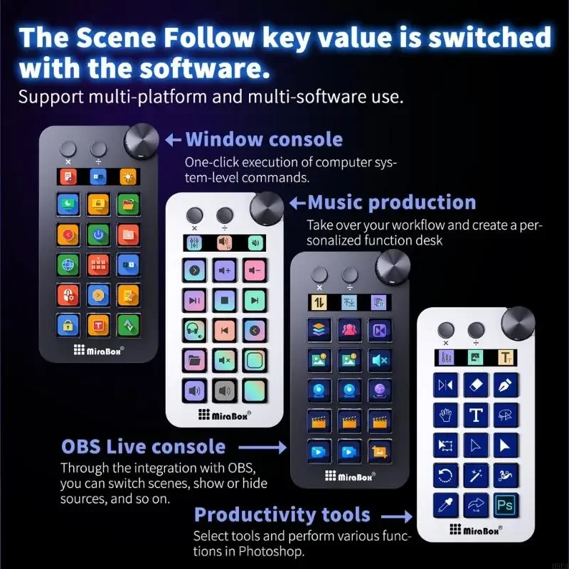 

StreamDeck Visual Keyboards LCD Button 15Keys Button StreamDeck Customizeds Live Content Creation Controller for Win