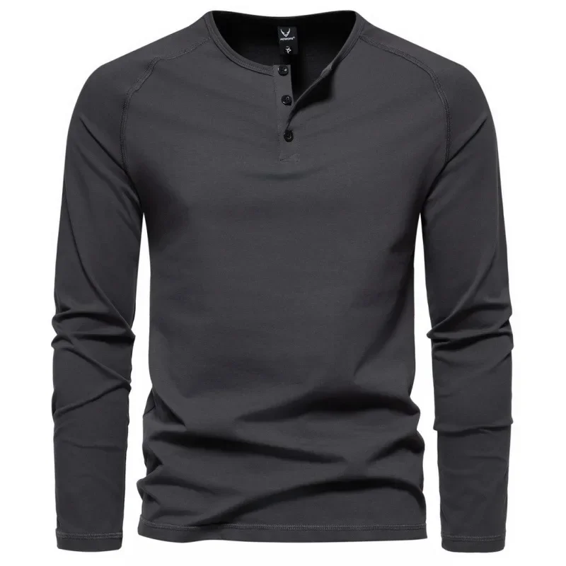 

2024 Spring And Autumn New Men's Long Sleeve T-shirt Large Casual Solid Underlay