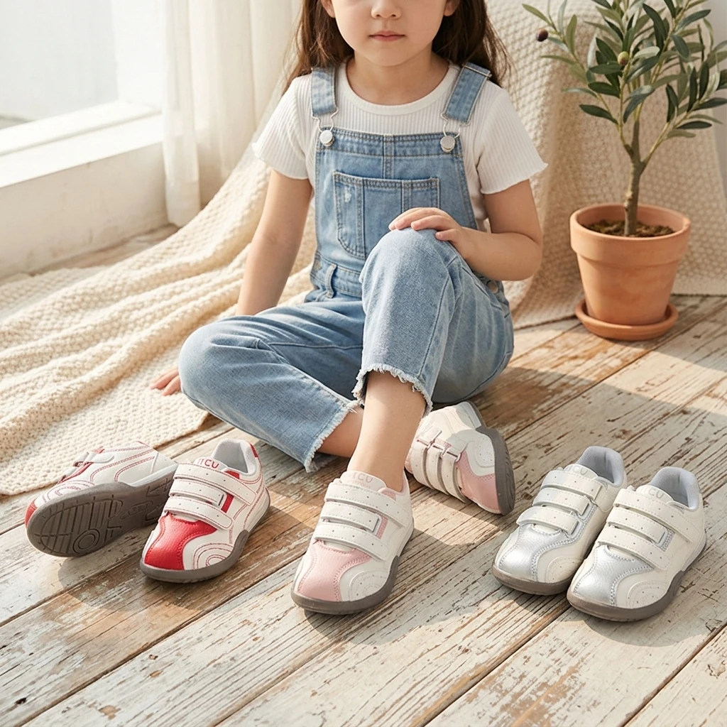 Little Girls Casual Sneakers 2026 New Autumn Toddler Barefoot Sneakers Soft Sole Versatile Chic School Outdoor Trainers Age5-8