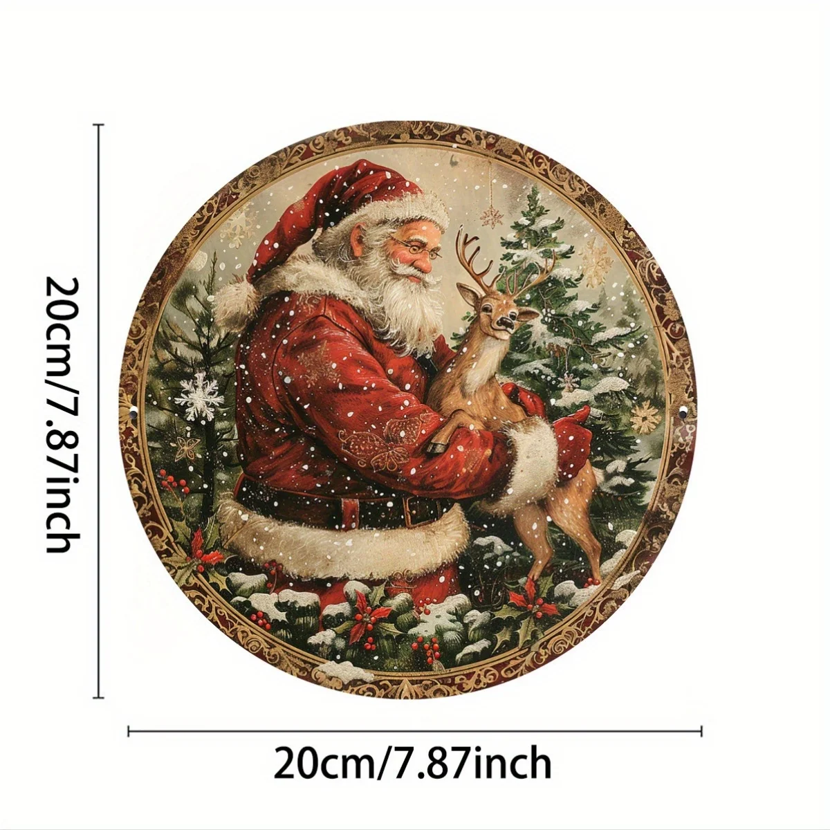 ** علامة ألومنيوم لشجرة عيد الميلاد معجزة تحت الشجرة - هدية سانتا مقاس 8 × 8 بوصة للمشهد الليلي فن معدني للمنزل والمطعم والمقهى والمرآب **