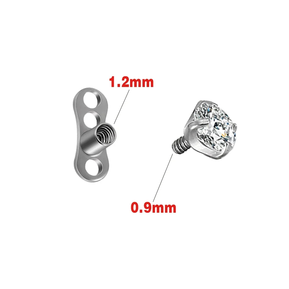 G23 Titanium Piercing Zircon Buried Bone Nail 1.2*0.9mm Base Hide in Skin Piercing Kits Micro Dermal Piercing Sexy Body Jewelry
