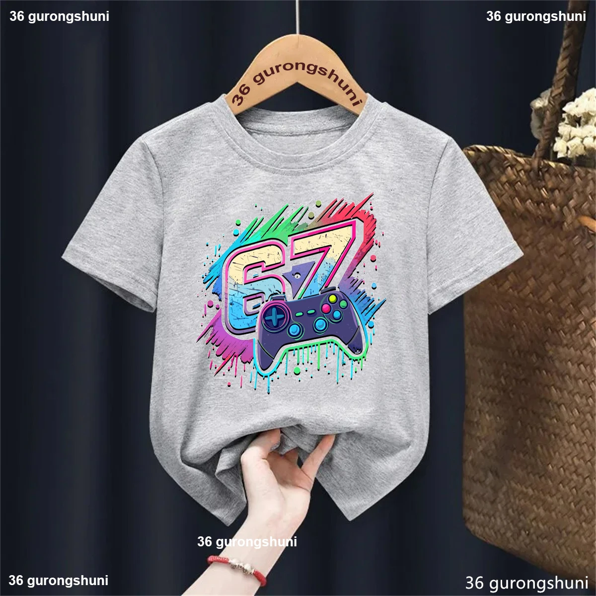 Game Six Seven 67 Meme Printed T Shirt Girls/Boys Funny Kids Clothes Fashion Cool Short Sleeve White/Black/Pink/Red/Blue T-Shirt
