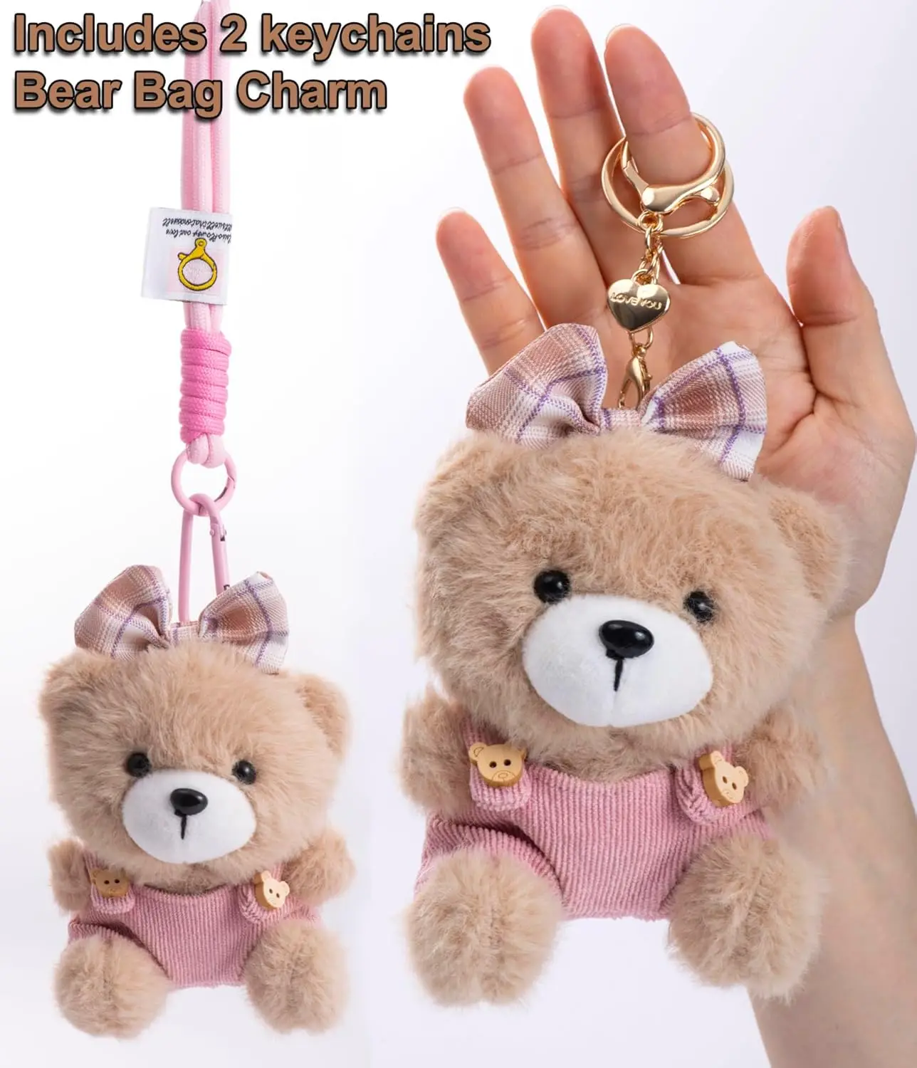 Adorable Llavero de Peluche con Forma de Oso para Bolsos, Carteras, Mochilas y Llaves