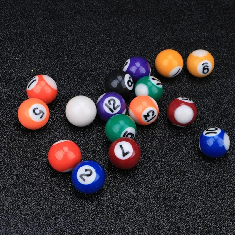 16 unids/pack Mini bola de billar de resina de poliéster 25MM/32MM/38MM juego de bolas de mesa de billar para niños juego completo de bolas de billar para niños