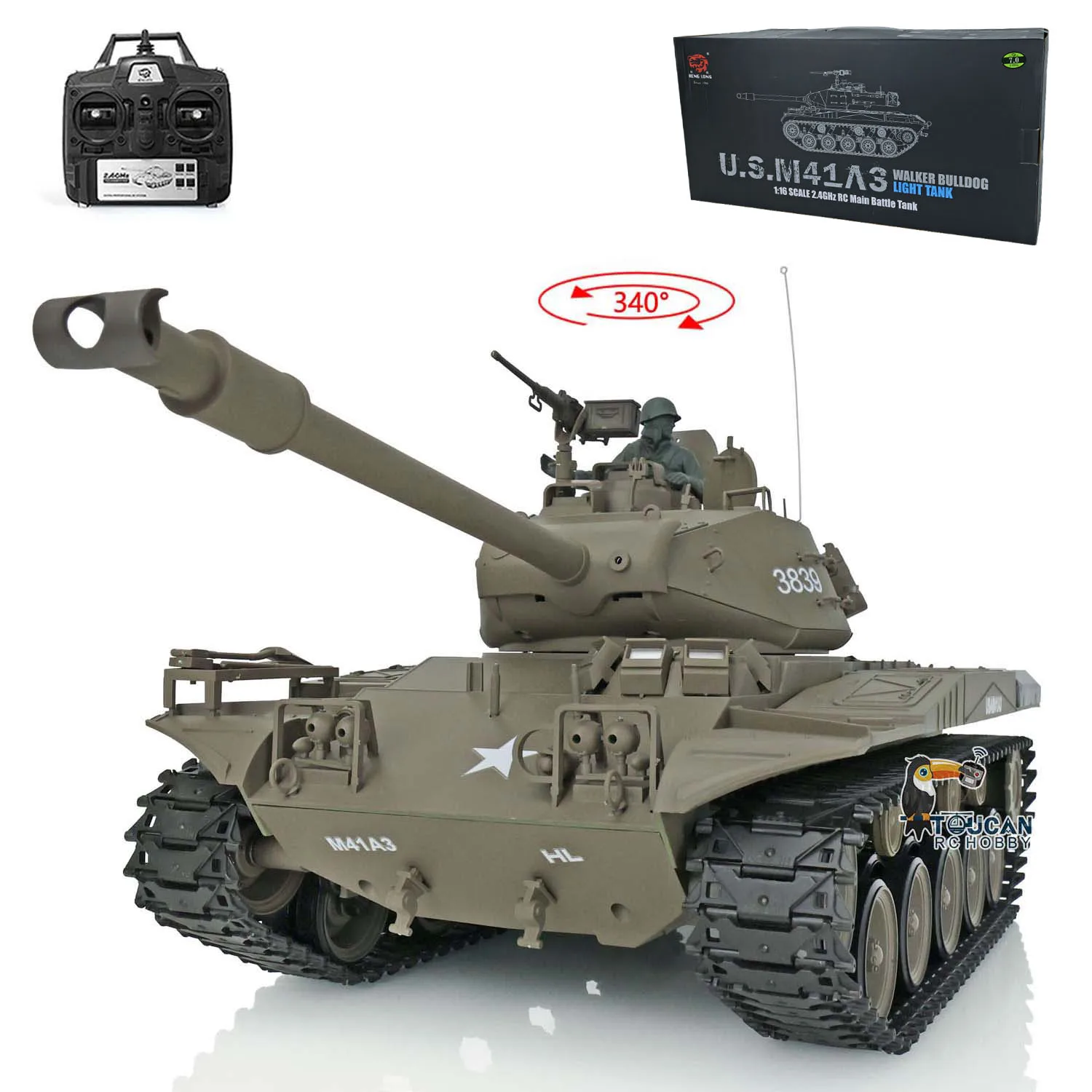 2,4 GHz Heng Long 1/16 Skala 7,0 RC Kunststoff Tank Panzer Walker Bulldogge RTR Fernbedienung Kampfpanzer Modell 3839 Spielzeug TH17323