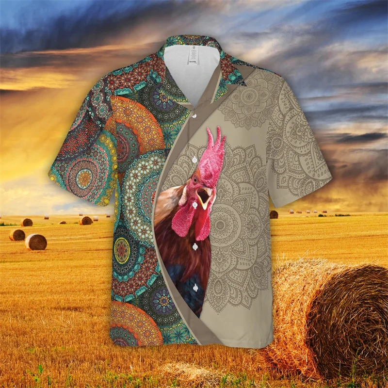 

New Hawaii Shirt For Men Kawaii Sheep 3D Print Short Sleeve Cuban Tops Oversized Beach Summer Vacation Animal Graphic Camisa